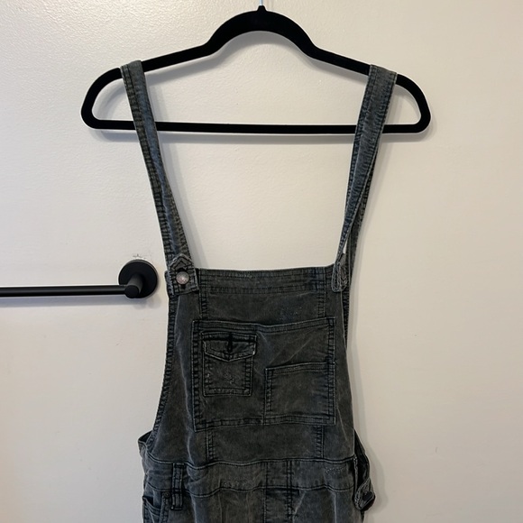 Free People Through the Woods Distressed Corduroy Overalls - Size 28 - gray - Picture 4 of 5